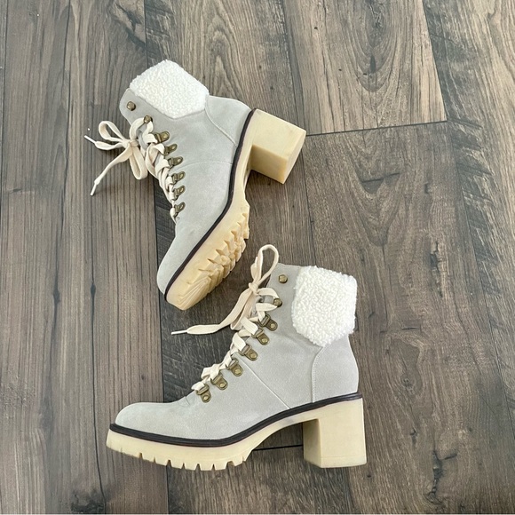 Vici Shoes - Vici Heeled Shearling Lace Up Boots